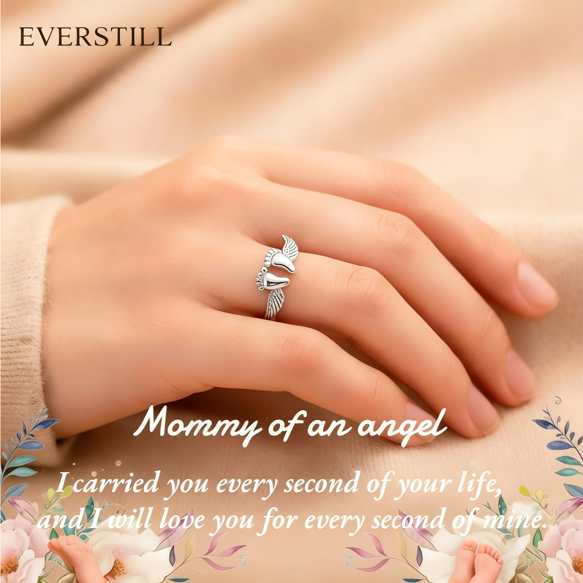 EVERSTILL Angel’s Embrace Memorial Ring – A Timeless Tribute of Love