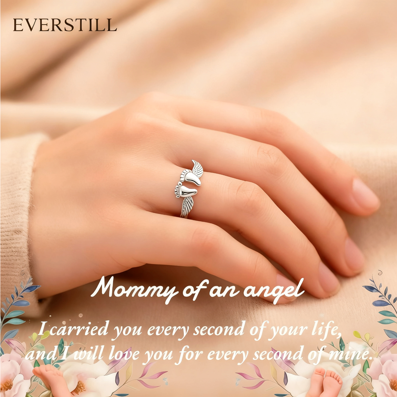 EVERSTILL Angel’s Embrace Memorial Ring – A Timeless Tribute of Love